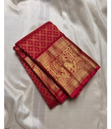 Generic Women's Silk Printed Saree With Unstitched Blouse 5.5Mtr (Maroon)