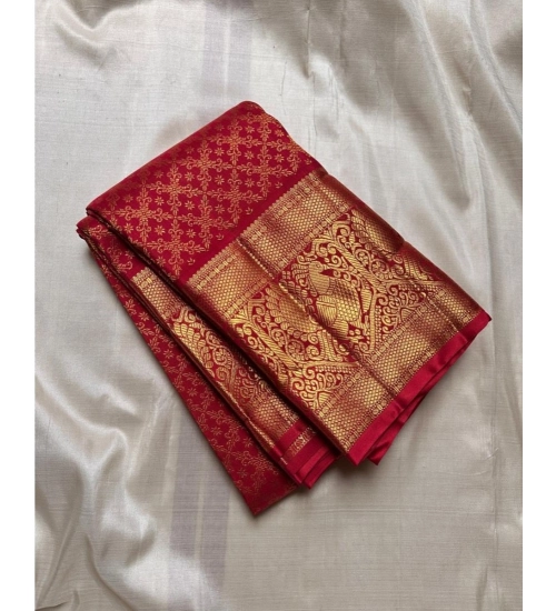 Generic Women's Silk Printed Saree With Unstitched Blouse 5.5Mtr (Maroon)
