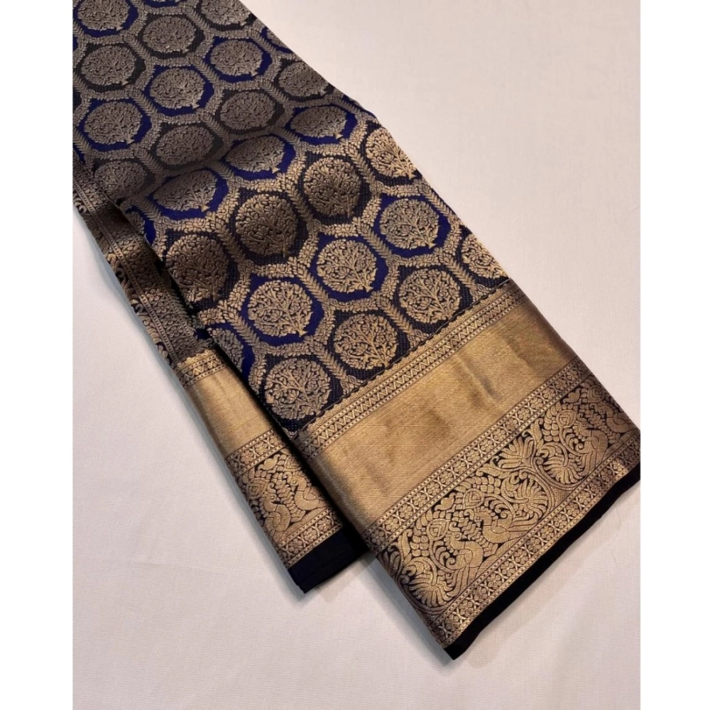 Generic Women's Silk Printed Saree With Unstitched Blouse 5.5Mtr (Navy Blue) Generic Women's Silk Printed Saree With Unstitched Blouse 5.5Mtr (Navy Blue)