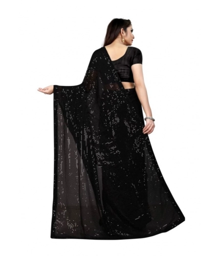 Generic Women's Georgette Embellished Sequnece Bollywood Saree With Unstitched Blouse 5.5Mtr (Black) Generic Women's Georgette Embellished Sequnece Bollywood Saree With Unstitched Blouse 5.5Mtr (Black)