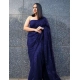 Generic Women's Georgette Embellished Sequnece Bollywood Saree With Unstitched Blouse 5.5Mtr (Blue)