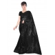 Generic Women's Georgette Embellished Sequnece Bollywood Saree With Unstitched Blouse 5.5Mtr (Black)