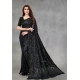 Generic Women's Georgette Embellished Sequnece Bollywood Saree With Unstitched Blouse 5.5Mtr (Black)