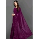 Generic Women's Georgette Embellished Sequnece Bollywood Saree With Unstitched Blouse 5.5Mtr (Purple)