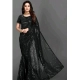 Generic Women's Georgette Embellished Sequnece Bollywood Saree With Unstitched Blouse 5.5Mtr (Black)