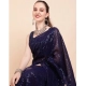 Generic Women's Georgette Embellished Sequnece Bollywood Saree With Unstitched Blouse 5.5Mtr (Blue)