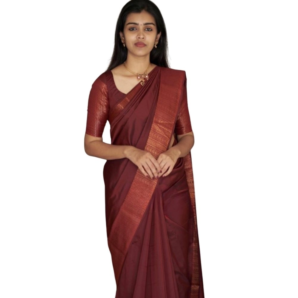 Generic Women's Silk Printed Saree With Unstitched Blouse 5.5Mtr (Maroon) Generic Women's Silk Printed Saree With Unstitched Blouse 5.5Mtr (Maroon)