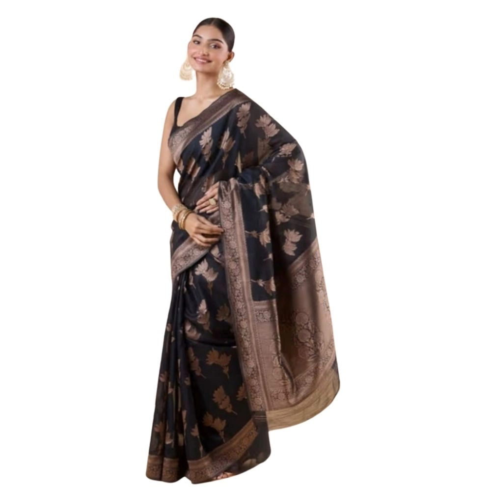 Generic Women's Silk Printed Saree With Unstitched Blouse 5.5Mtr (Black) Generic Women's Silk Printed Saree With Unstitched Blouse 5.5Mtr (Black)