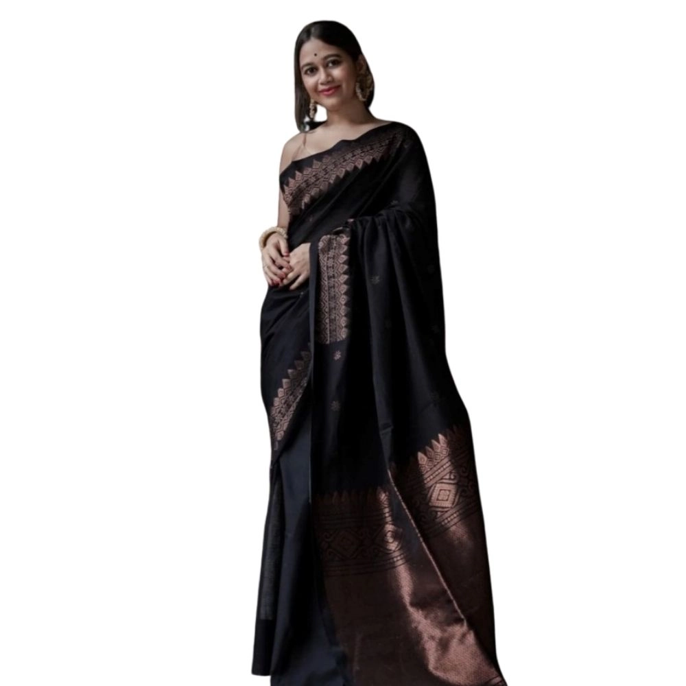 Generic Women's Silk Printed Saree With Unstitched Blouse 5.5Mtr (Black) Generic Women's Silk Printed Saree With Unstitched Blouse 5.5Mtr (Black)