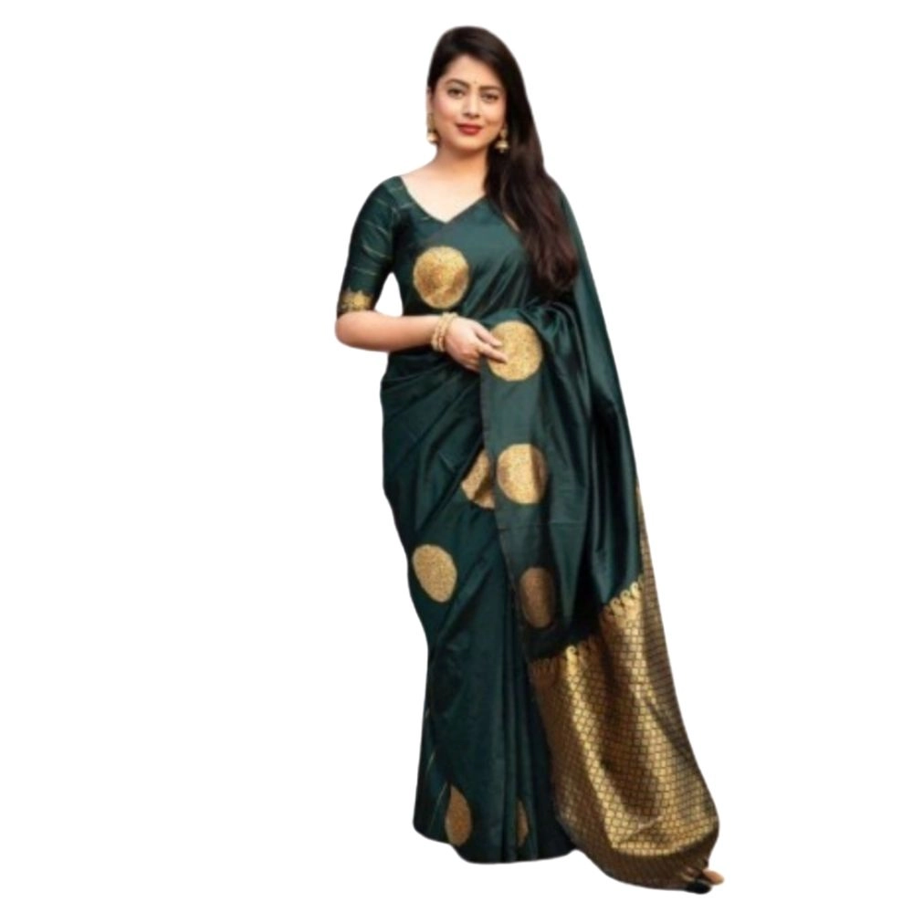 Generic Women's Silk Printed Saree With Unstitched Blouse 5.5Mtr (Green) Generic Women's Silk Printed Saree With Unstitched Blouse 5.5Mtr (Green)