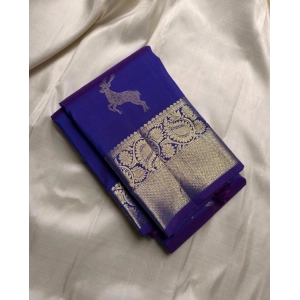 Generic Women's Silk Printed Saree With Unstitched Blouse 5.5Mtr (Royal Blue)