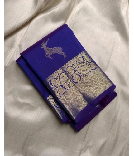 Generic Women's Silk Printed Saree With Unstitched Blouse 5.5Mtr (Royal Blue)