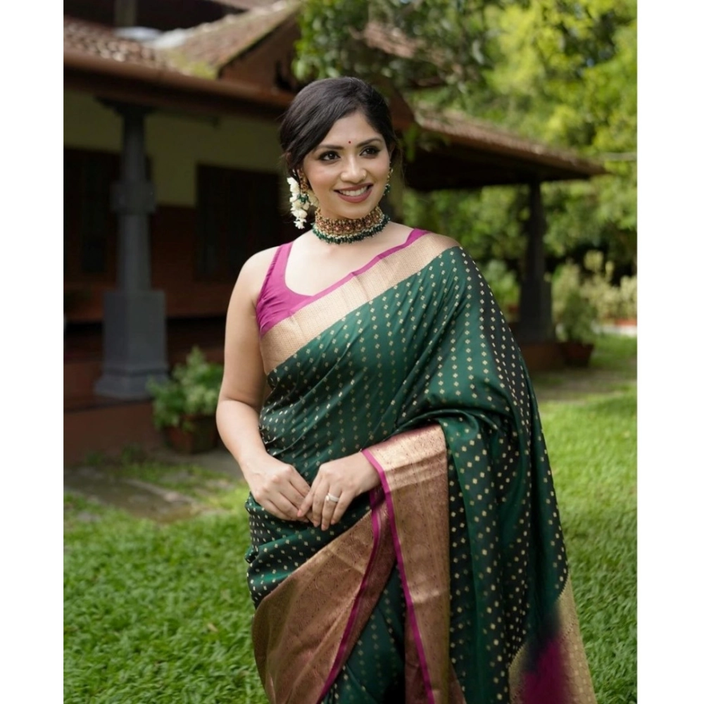 Generic Women's Silk Printed Saree With Unstitched Blouse 5.5Mtr (Green) Generic Women's Silk Printed Saree With Unstitched Blouse 5.5Mtr (Green)