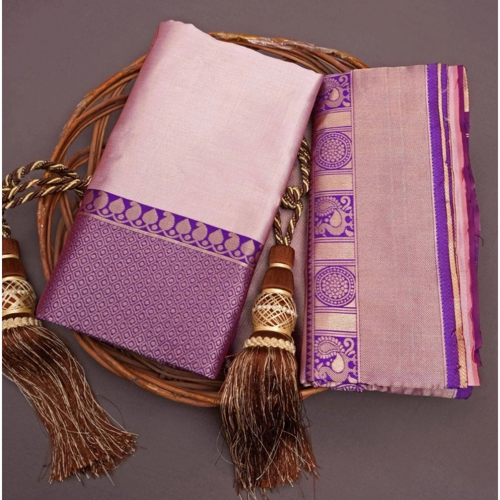 Generic Women's Silk Printed Saree With Unstitched Blouse 5.5Mtr (Purple) Generic Women's Silk Printed Saree With Unstitched Blouse 5.5Mtr (Purple)