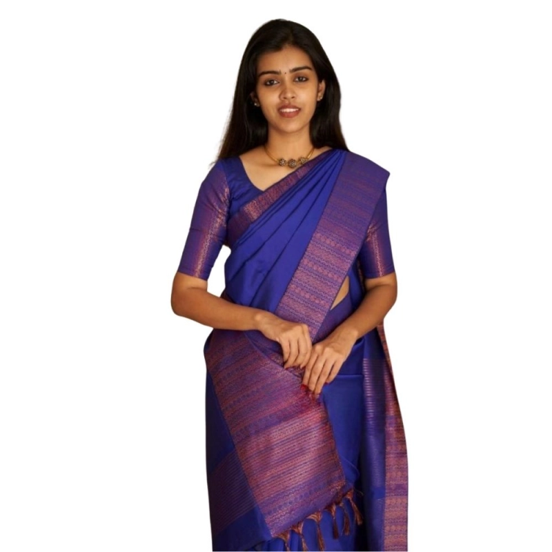 Women's Silk Printed Saree With Unstitched Blouse 5.5Mtr (Blue) Women's Silk Printed Saree With Unstitched Blouse 5.5Mtr (Blue)