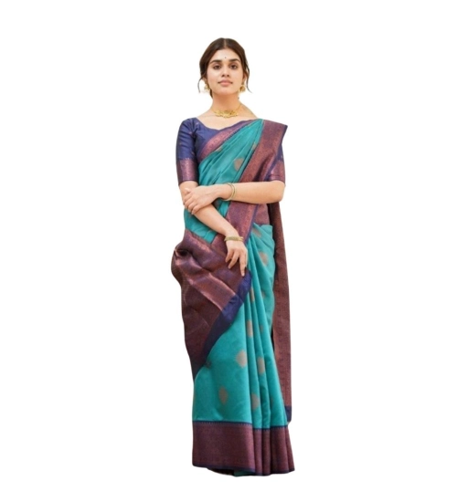 Generic Women's Silk Printed Saree With Unstitched Blouse 5.5Mtr (Rama)