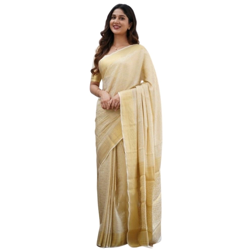 Generic Women's Silk Printed Saree With Unstitched Blouse 5.5Mtr (Cream) Generic Women's Silk Printed Saree With Unstitched Blouse 5.5Mtr (Cream)