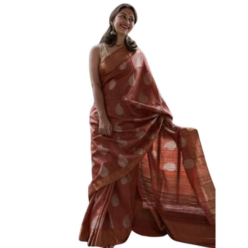 Women's Silk Printed Saree With Unstitched Blouse 5.5Mtr (Maroon) Women's Silk Printed Saree With Unstitched Blouse 5.5Mtr (Maroon)