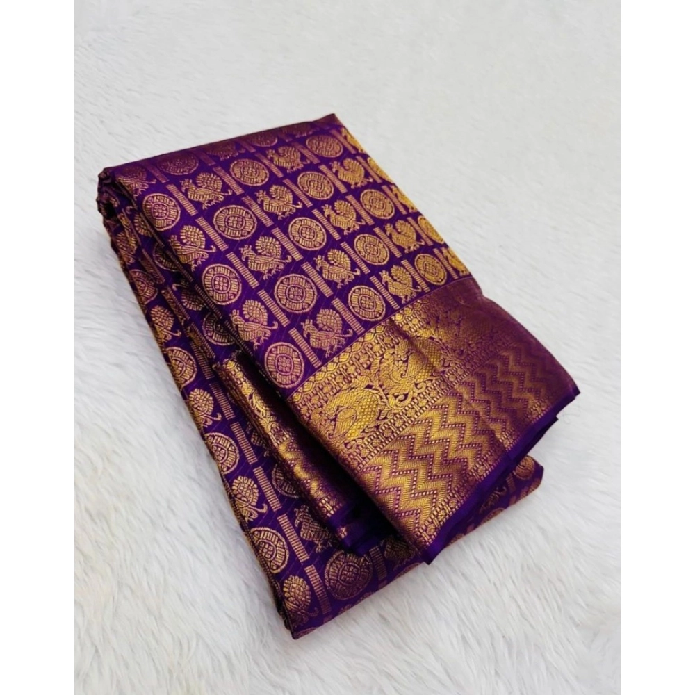 Generic Women's Silk Printed Saree With Unstitched Blouse 5.5Mtr (Purple) Generic Women's Silk Printed Saree With Unstitched Blouse 5.5Mtr (Purple)