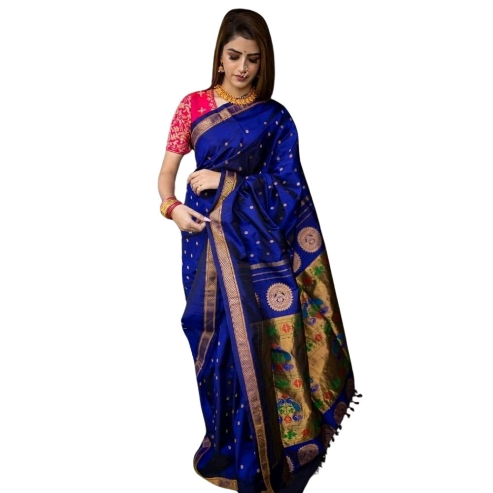 Generic Women's Silk Printed Saree With Unstitched Blouse 5.5Mtr (Blue) Generic Women's Silk Printed Saree With Unstitched Blouse 5.5Mtr (Blue)