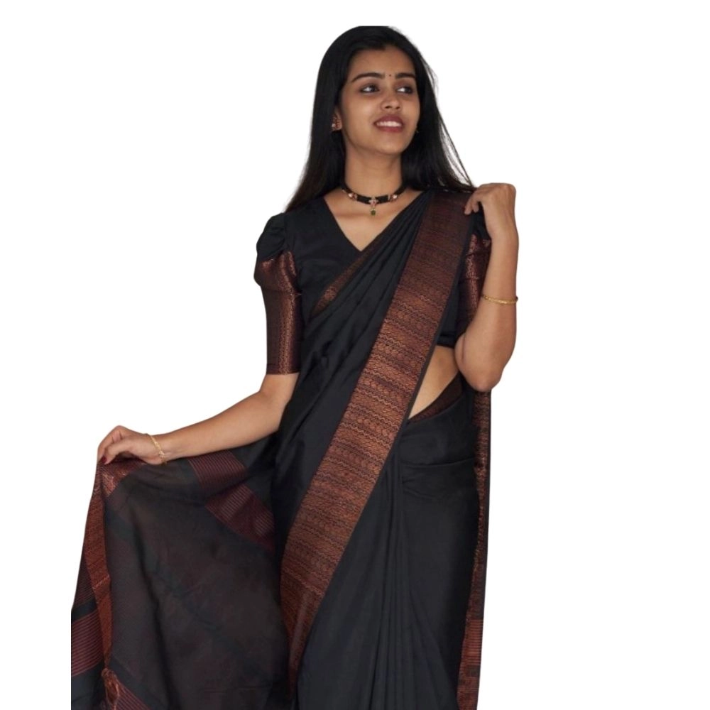 Generic Women's Silk Printed Saree With Unstitched Blouse 5.5Mtr (Black) Generic Women's Silk Printed Saree With Unstitched Blouse 5.5Mtr (Black)