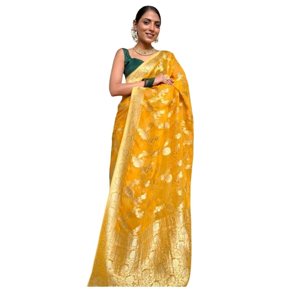 Generic Women's Silk Printed Saree With Unstitched Blouse 5.5Mtr (Gold Yellow) Generic Women's Silk Printed Saree With Unstitched Blouse 5.5Mtr (Gold Yellow)