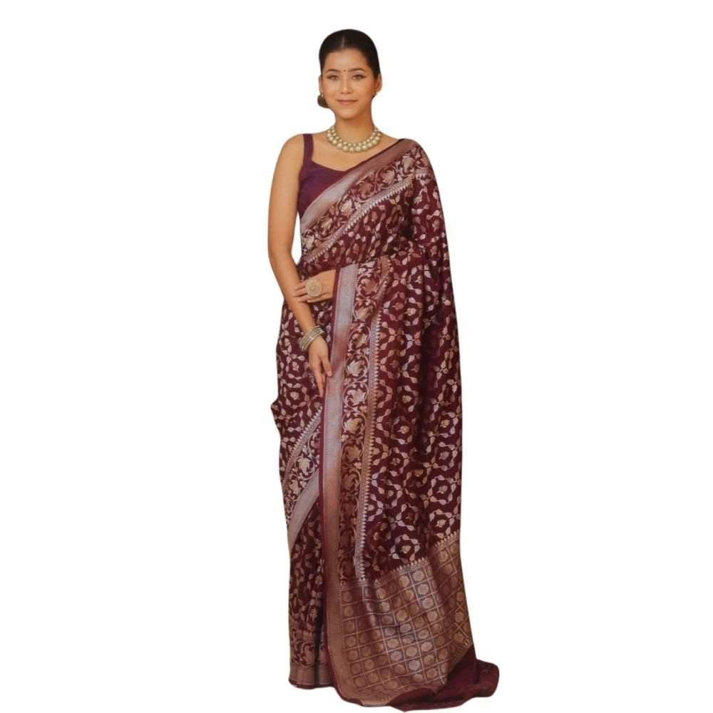 Generic Women's Silk Printed Saree With Unstitched Blouse 5.5Mtr (Maroon) Generic Women's Silk Printed Saree With Unstitched Blouse 5.5Mtr (Maroon)