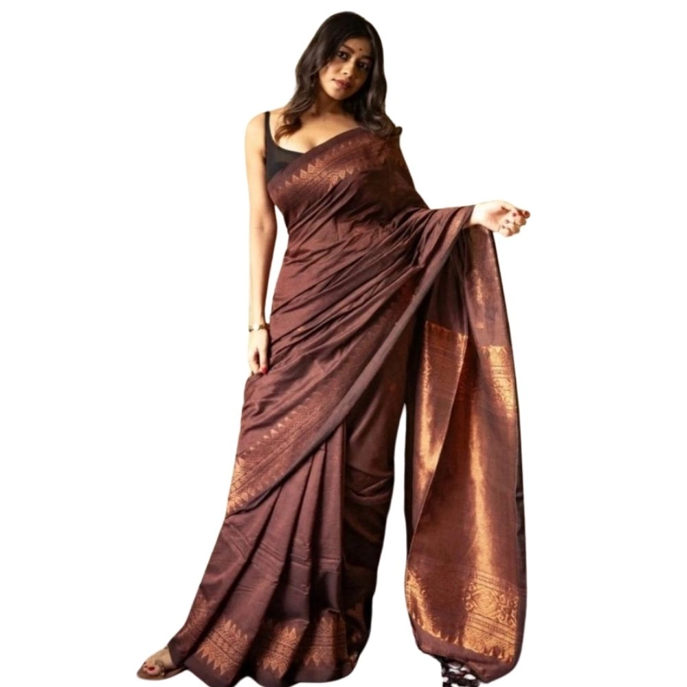 Generic Women's Silk Printed Saree With Unstitched Blouse 5.5Mtr (Coffee) Generic Women's Silk Printed Saree With Unstitched Blouse 5.5Mtr (Coffee)