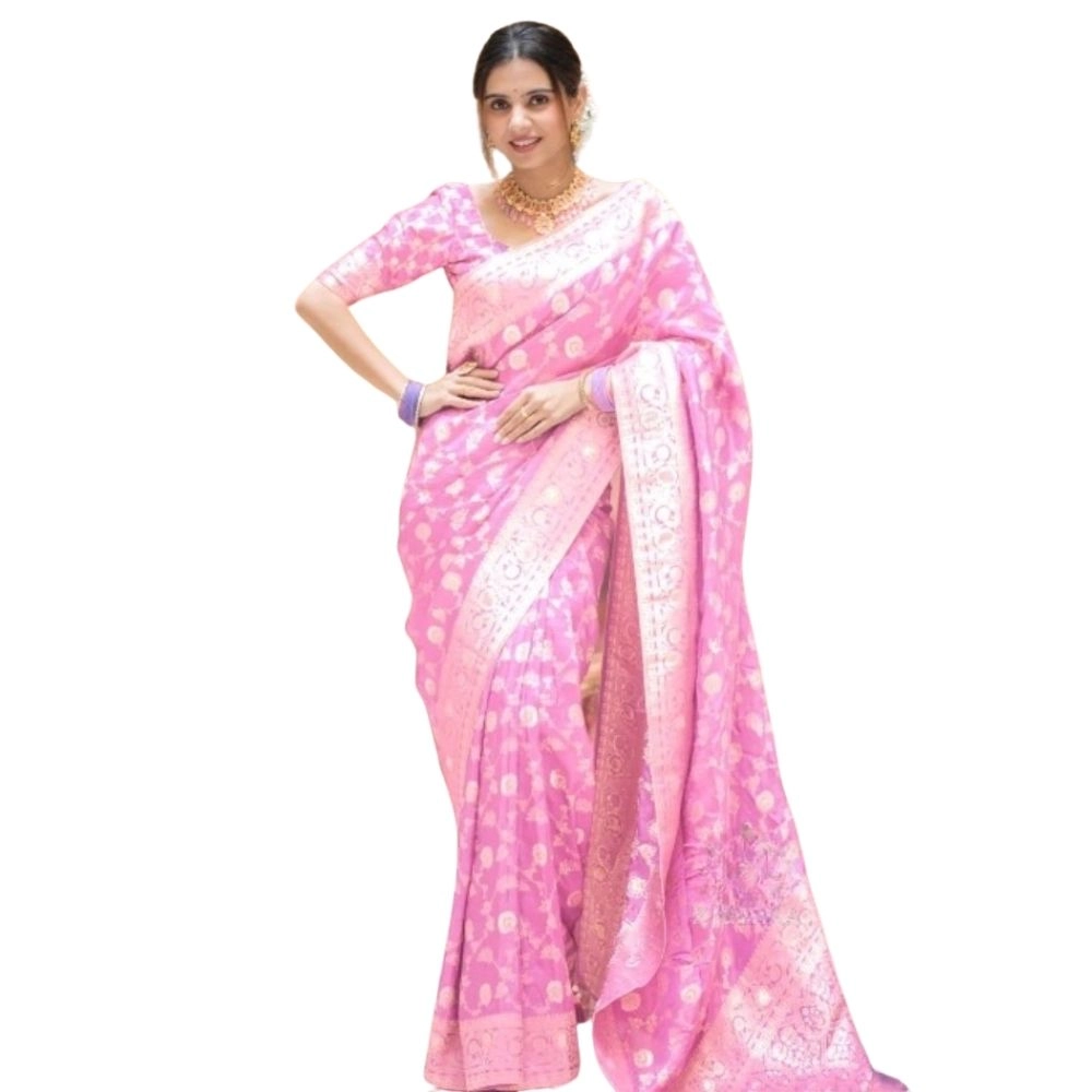 Generic Women's Silk Printed Saree With Unstitched Blouse 5.5Mtr (Pink) Generic Women's Silk Printed Saree With Unstitched Blouse 5.5Mtr (Pink)