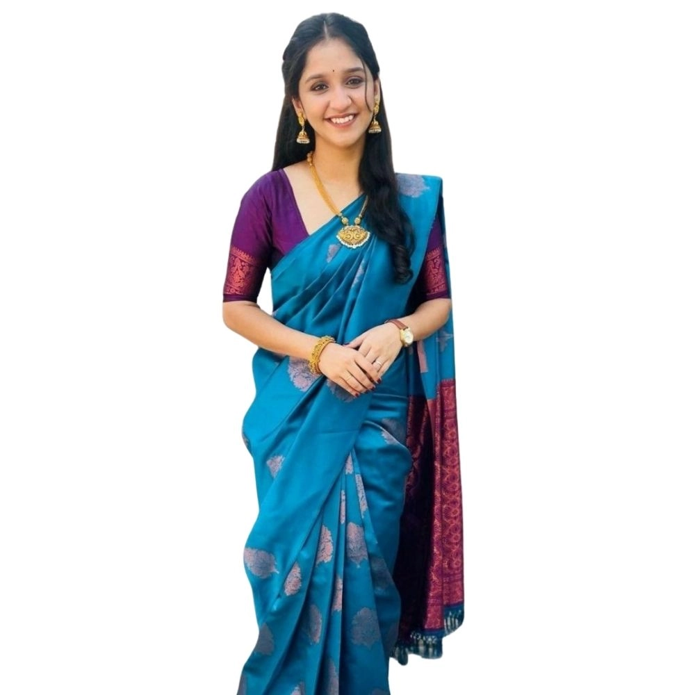 Generic Women's Silk Printed Saree With Unstitched Blouse 5.5Mtr (Rama) Generic Women's Silk Printed Saree With Unstitched Blouse 5.5Mtr (Rama)