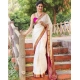 Generic Women's Silk Printed Saree With Unstitched Blouse 5.5Mtr (White)