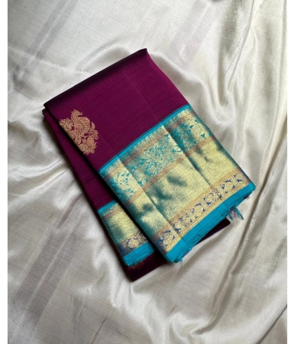 Generic Women's Silk Printed Saree With Unstitched Blouse 5.5Mtr (Wine)