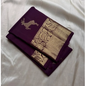 Generic Women's Silk Printed Saree With Unstitched Blouse 5.5Mtr (Wine)