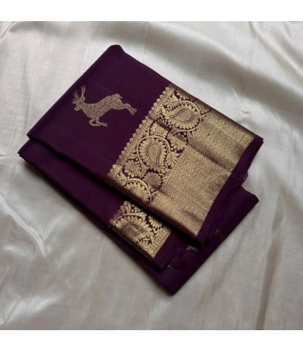 Generic Women's Silk Printed Saree With Unstitched Blouse 5.5Mtr (Wine)