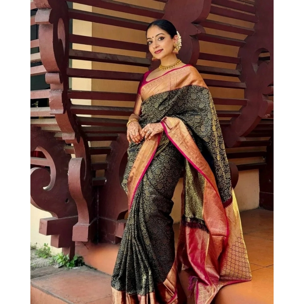 Generic Women's Silk Printed Saree With Unstitched Blouse 5.5Mtr (Green) Generic Women's Silk Printed Saree With Unstitched Blouse 5.5Mtr (Green)