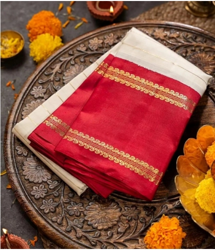 Generic Women's Silk Printed Saree With Unstitched Blouse 5.5Mtr (Off White)