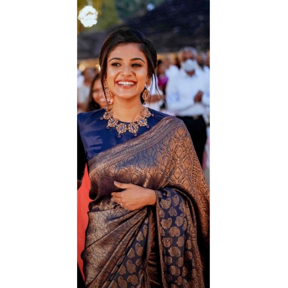 Generic Women's Silk Printed Saree With Unstitched Blouse 5.5Mtr (Blue) Generic Women's Silk Printed Saree With Unstitched Blouse 5.5Mtr (Blue)