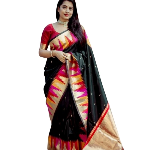Women's Silk Printed Saree With Unstitched Blouse 5.5Mtr (Multicolor)
