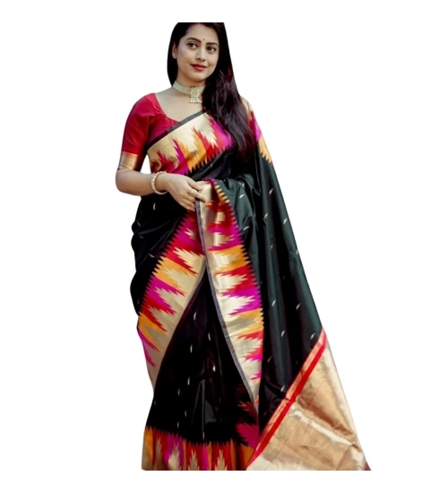 Generic Women's Silk Printed Saree With Unstitched Blouse 5.5Mtr (Multicolor)