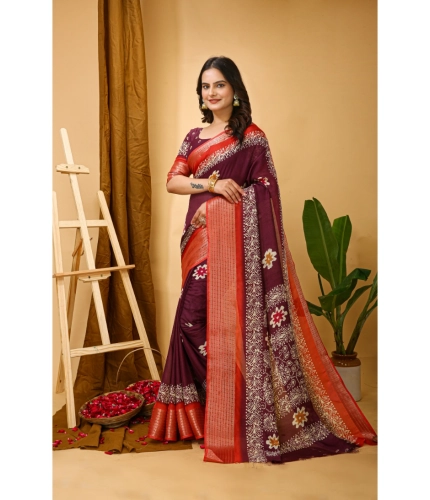Generic Women's Soft Blooming Marshmallow Fabric Kalamkari Printed Saree With Unstitched Blouse 5.5Mtr (Wine) Generic Women's Soft Blooming Marshmallow Fabric Kalamkari Printed Saree With Unstitched Blouse 5.5Mtr (Wine)