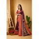 Generic Women's Soft Blooming Marshmallow Fabric Kalamkari Printed Saree With Unstitched Blouse 5.5Mtr (Wine)