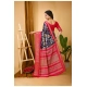 Generic Women's Soft Dola Cotton Kalamkari Printed Saree With Unstitched Blouse 5.5Mtr (Navy Blue)