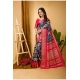 Generic Women's Soft Dola Cotton Kalamkari Printed Saree With Unstitched Blouse 5.5Mtr (Navy Blue)