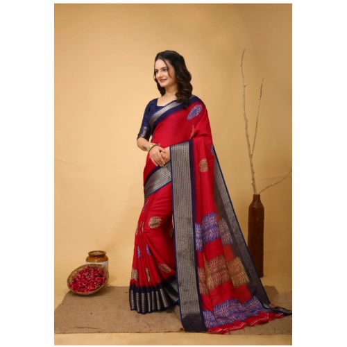Women's Soft Blooming Marshmallow Fabric Kalamkari Printed Saree With Unstitched Blouse 5.5Mtr (Red) Women's Soft Blooming Marshmallow Fabric Kalamkari Printed Saree With Unstitched Blouse 5.5Mtr (Red)