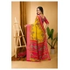 Generic Women's Soft Dola Cotton Kalamkari Printed Saree With Unstitched Blouse 5.5Mtr (Yellow)