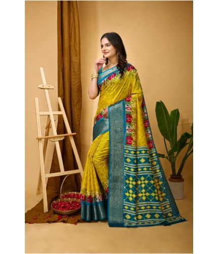 Generic Women's Soft Dola Cotton Kalamkari Printed Saree With Unstitched Blouse 5.5Mtr (Yellow) Generic Women's Soft Dola Cotton Kalamkari Printed Saree With Unstitched Blouse 5.5Mtr (Yellow)