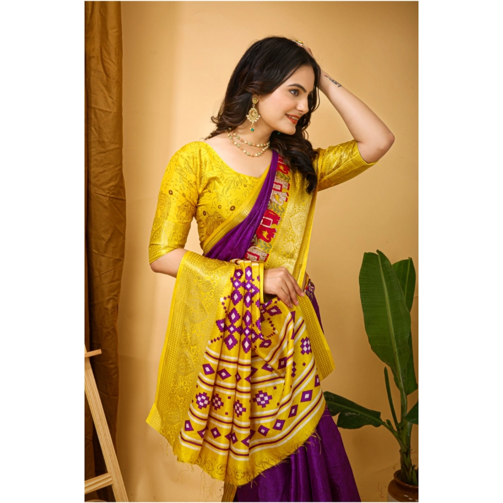 Generic Women's Soft Dola Cotton Kalamkari Printed Saree With Unstitched Blouse 5.5Mtr (Purple) Generic Women's Soft Dola Cotton Kalamkari Printed Saree With Unstitched Blouse 5.5Mtr (Purple)