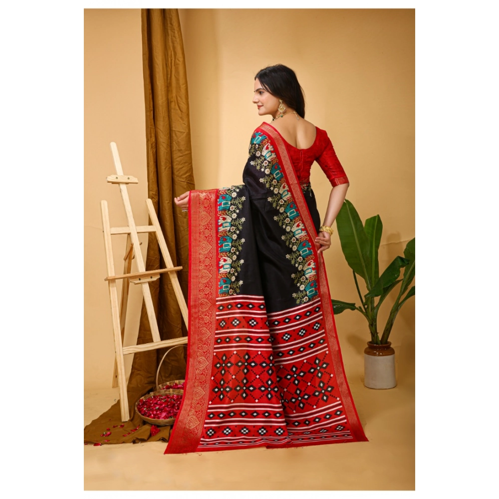 Generic Women's Soft Dola Cotton Kalamkari Printed Saree With Unstitched Blouse 5.5Mtr (Black) Generic Women's Soft Dola Cotton Kalamkari Printed Saree With Unstitched Blouse 5.5Mtr (Black)