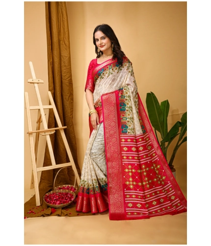 Generic Women's Soft Dola Cotton Kalamkari Printed Saree With Unstitched Blouse 5.5Mtr (White) Generic Women's Soft Dola Cotton Kalamkari Printed Saree With Unstitched Blouse 5.5Mtr (White)