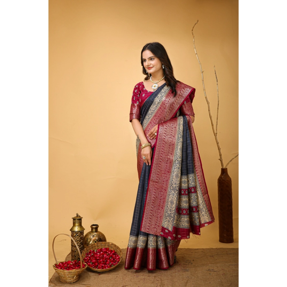 Generic Women's Soft Dola Cotton Kalamkari Printed Saree With Unstitched Blouse 5.5Mtr (Grey) Generic Women's Soft Dola Cotton Kalamkari Printed Saree With Unstitched Blouse 5.5Mtr (Grey)